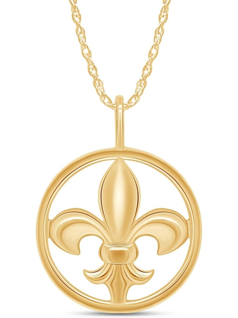 Elegant 14K Gold Over Sterling Silver Fleur-de-lis Pendant Necklace for Women